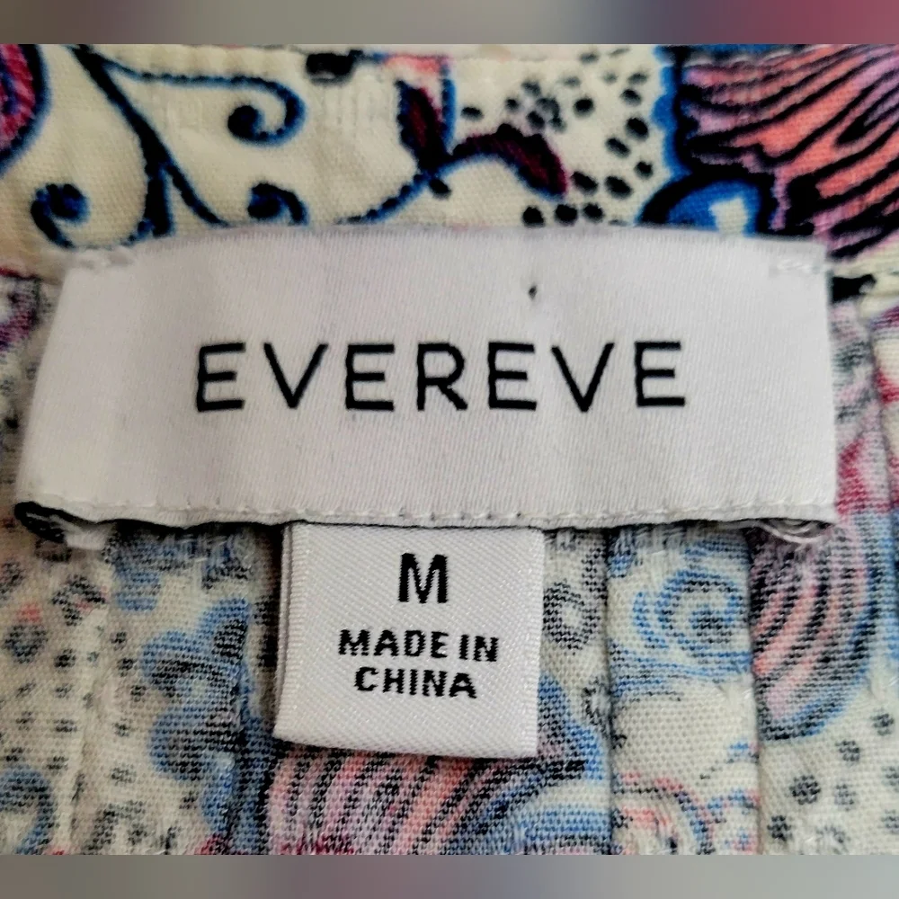 Evereve Purple, Blue & White Floral Print Pintuck Blouse | Size Medium - Picture 3 of 5